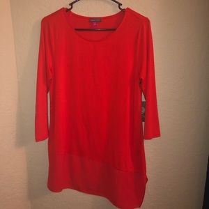 Red Hot Vince Camuto Long Dress Shirt 3/4 Sleeves